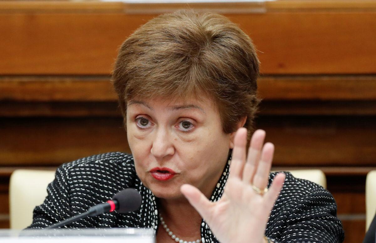 IMF Managing Director Kristalina Georgieva speaks at a conference at the Vatican on Feb. 5, 2020. (Reuters/Remo Casilli)