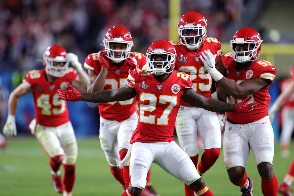 Members of the Kansas City Chiefs celebrate after defeating the San Francisco 49ers 31-20 in Super Bowl LIV on Feb. 2, 2020. (©Getty Images | <a href="https://www.gettyimages.com/detail/news-photo/members-of-the-kansas-city-chiefs-celebrate-after-defeating-news-photo/1203668837?adppopup=true">Rob Carr</a>)