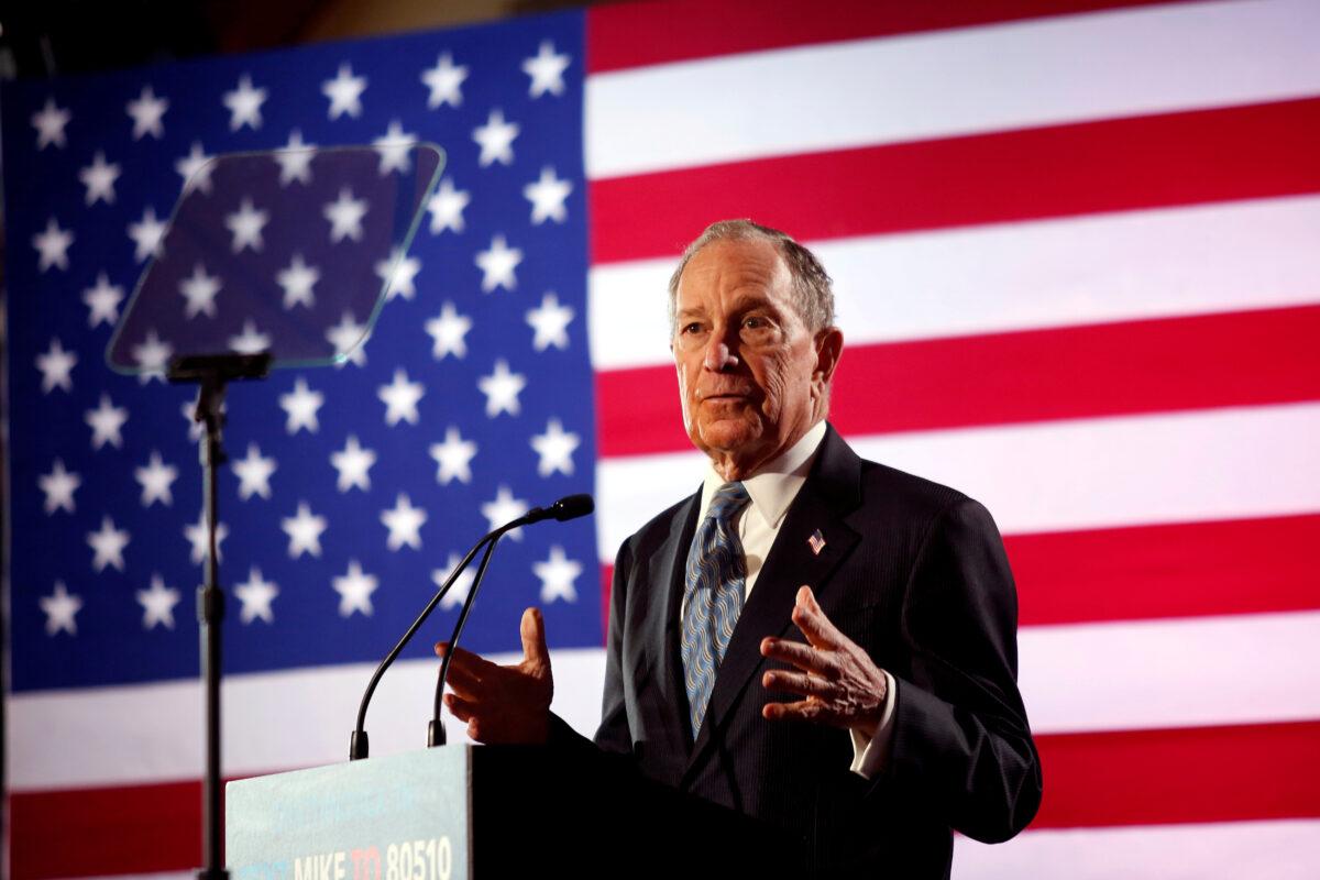 Democratic presidential candidate Michael Bloomberg speaks during a campaign event at the Bessie Smith Cultural Center in Chattanooga, Tennessee, on Feb. 12, 2020. (Doug Strickland/Reuters)