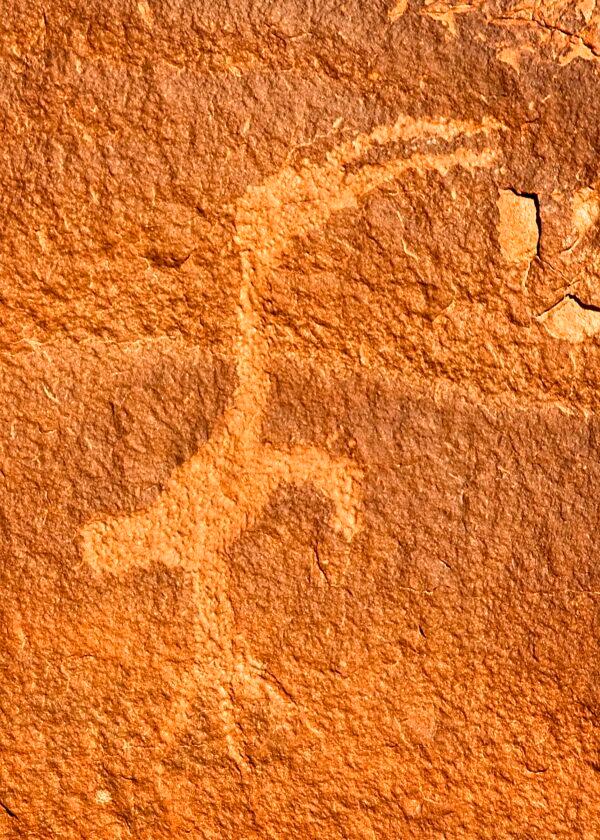 Petroglyphs and pictographs are etched on a number of canyon walls in Mystery Valley, adjacent to Monument Valley. (Fred J. Eckert)
