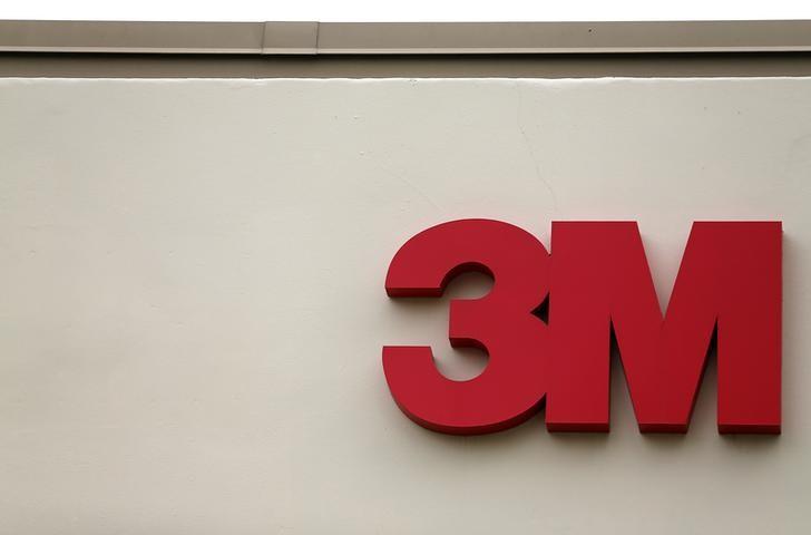 The logo of Down Jones Industrial Average stock market index listed company 3M is shown in Irvine, California, U.S. on April 13, 2016. (Mike Blake/Reuters)
