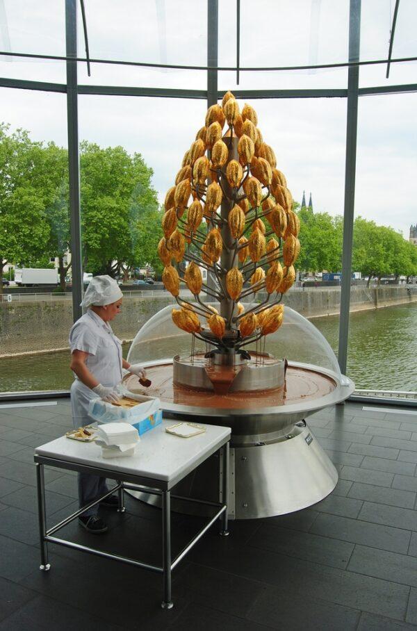 The chocolate fountain at the Chocolate Museum in Cologne, Germany. (Shutterstock)