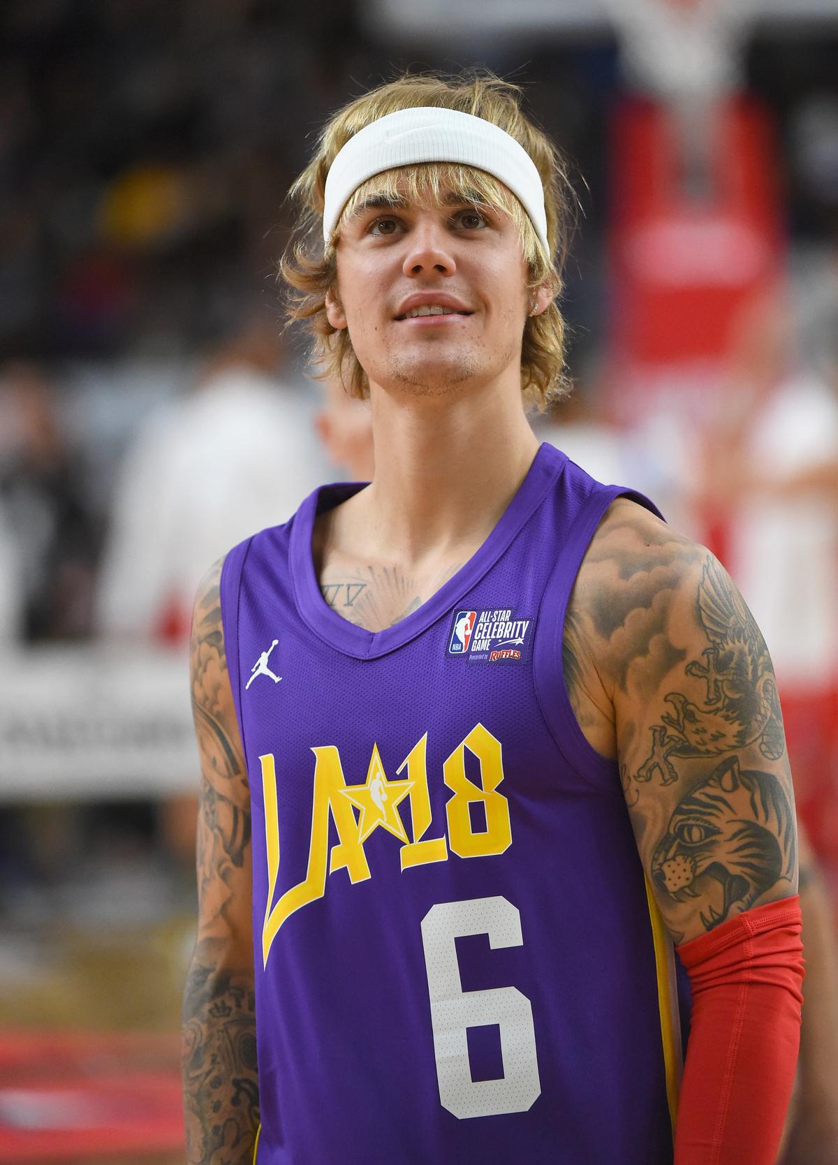 Bieber warms up prior to the 2018 NBA All-Star Celebrity Game at the Los Angeles Convention Center on Feb. 16, 2018. (©Getty Images | <a href="https://www.gettyimages.com/detail/news-photo/justin-bieber-warms-up-prior-to-the-2018-nba-all-star-game-news-photo/919128718?adppopup=true">Jayne Kamin-Oncea</a>)