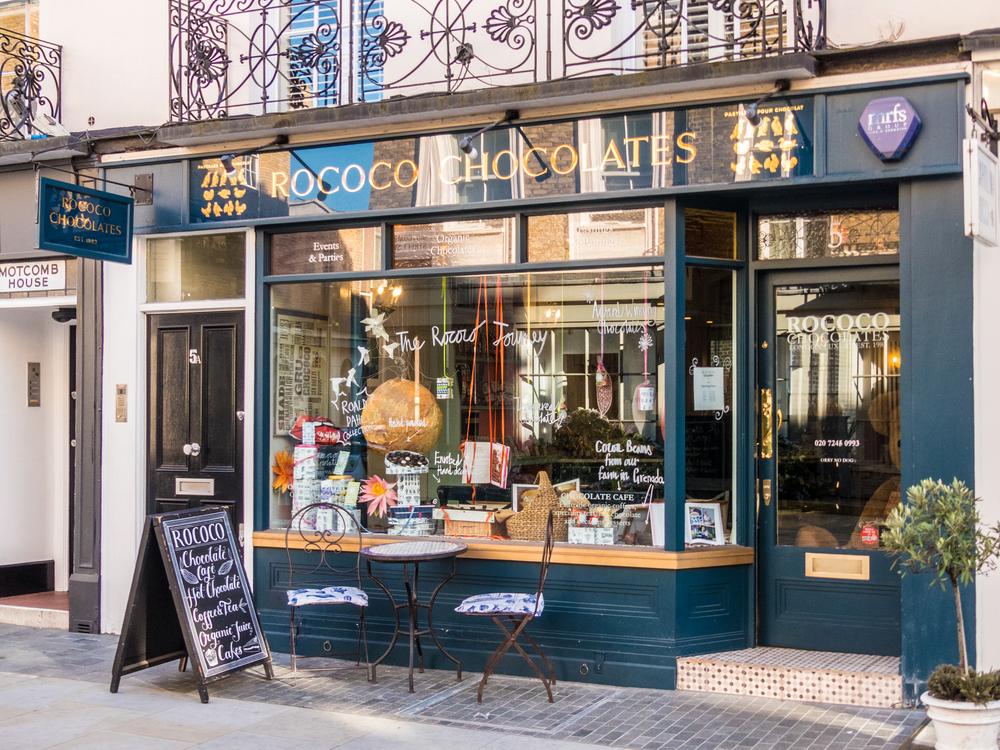 Rococo Chocolate shop on Motcomb Street in Belgravia, London. (Shutterstock)