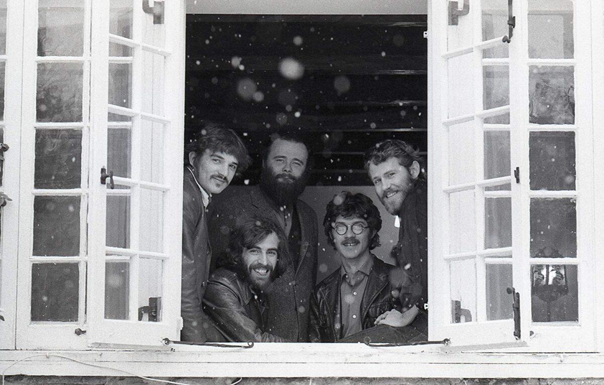 (L–R) Rick Danko, Richard Manuel, Garth Hudson, Robbie Robertson, and Levon Helm; archival photo from "Once Were Brothers: Robbie Robertson and The Band." (Magnolia Pictures)