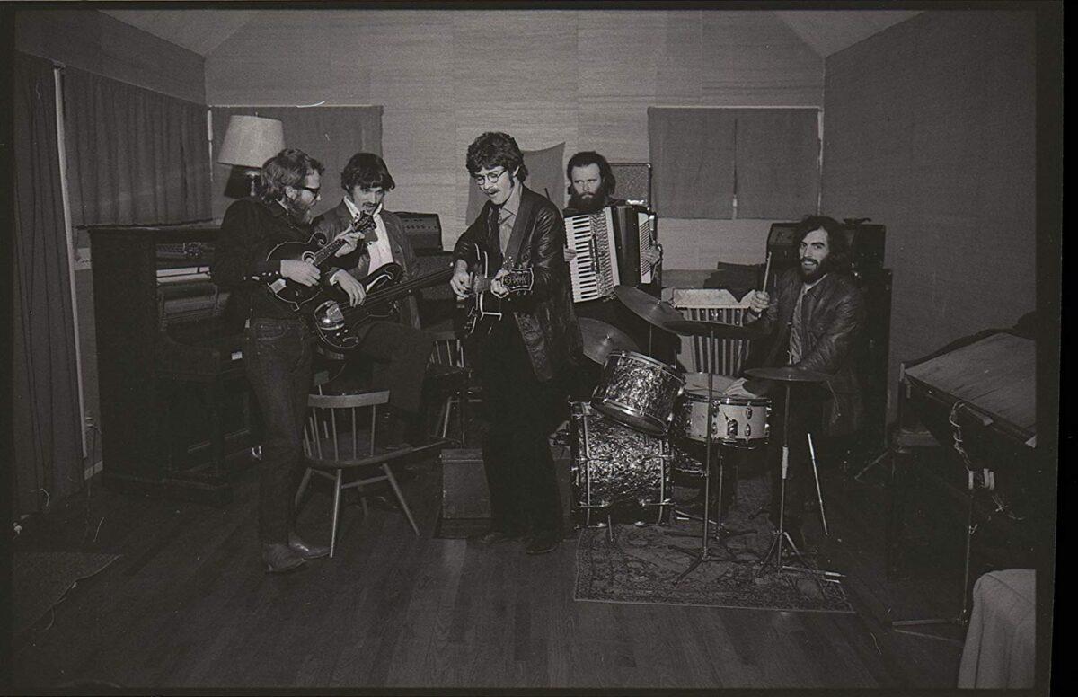 (L–R) Levon Helm, Rick Danko, Robbie Robertson, Garth Hudson, and Richard Manuel; archival photo from "Once Were Brothers: Robbie Robertson and The Band." (Magnolia Pictures)