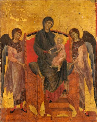Cimabue's "The Virgin and Child Enthroned with Two Angels," circa 1280 (©<a href="https://commons.wikimedia.org/wiki/File:Cimabue,_The_Virgin_and_Child_Enthroned_with_Two_Angels.jpg">Wikimedia Commons</a>)
