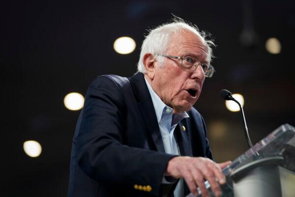 Democratic presidential candidate Sen. Bernie Sanders (I-Vt.) speaks during a campaign rally in Houston, Texas, on Feb. 23, 2020. (Drew Angerer/Getty Images)