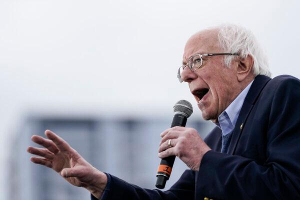 Democratic presidential candidate Sen. Bernie Sanders (I-Vt.) speaks during a campaign rally in Austin, Texas, on Feb. 23, 2020. (Drew Angerer/Getty Images)