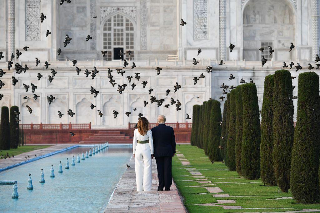 US President Donald Trump and First Lady Melania Trump visit the Taj Mahal in Agra on February 24, 2020. (Mandel Ngan/AFP via Getty Images)