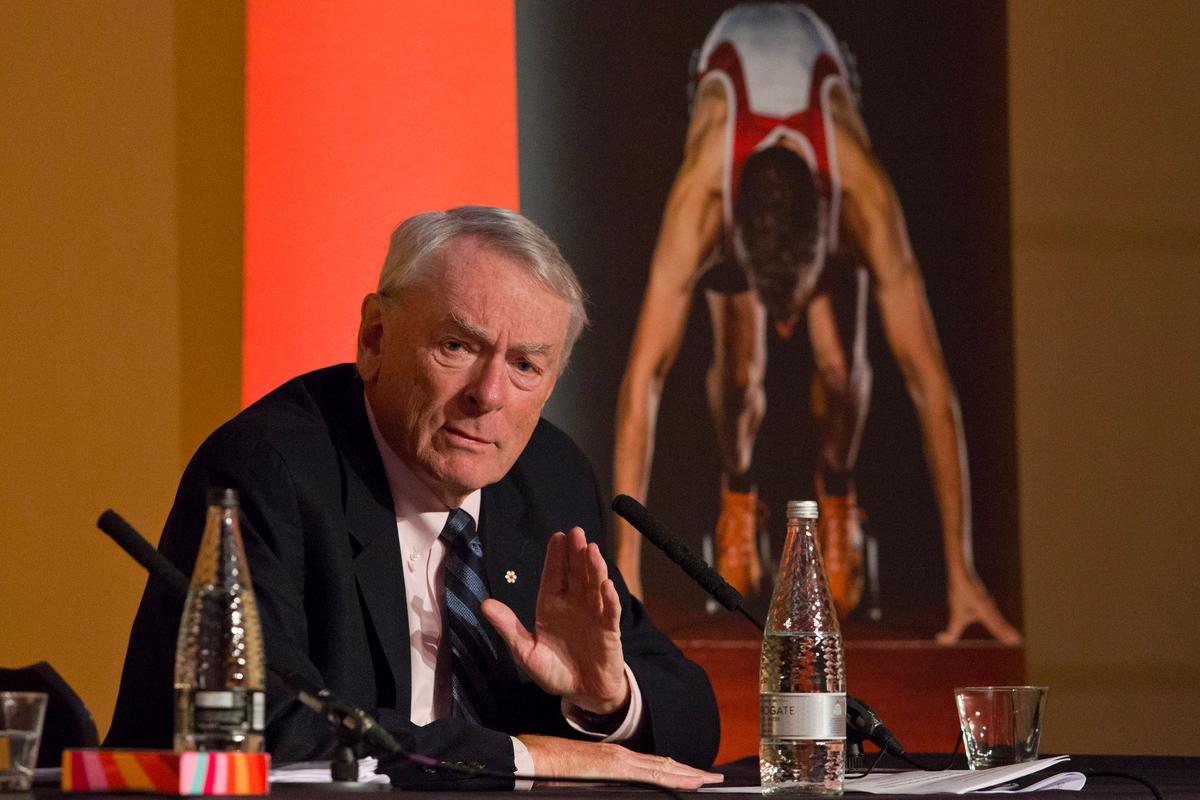 Former President of the World Anti-Doping Agency (WADA), Dick Pound speaks at a Tackling Doping in Sport 2016 conference in London, UK, on March 9, 2016. (Photo by Justin Tallis/AFP via Getty Images)
