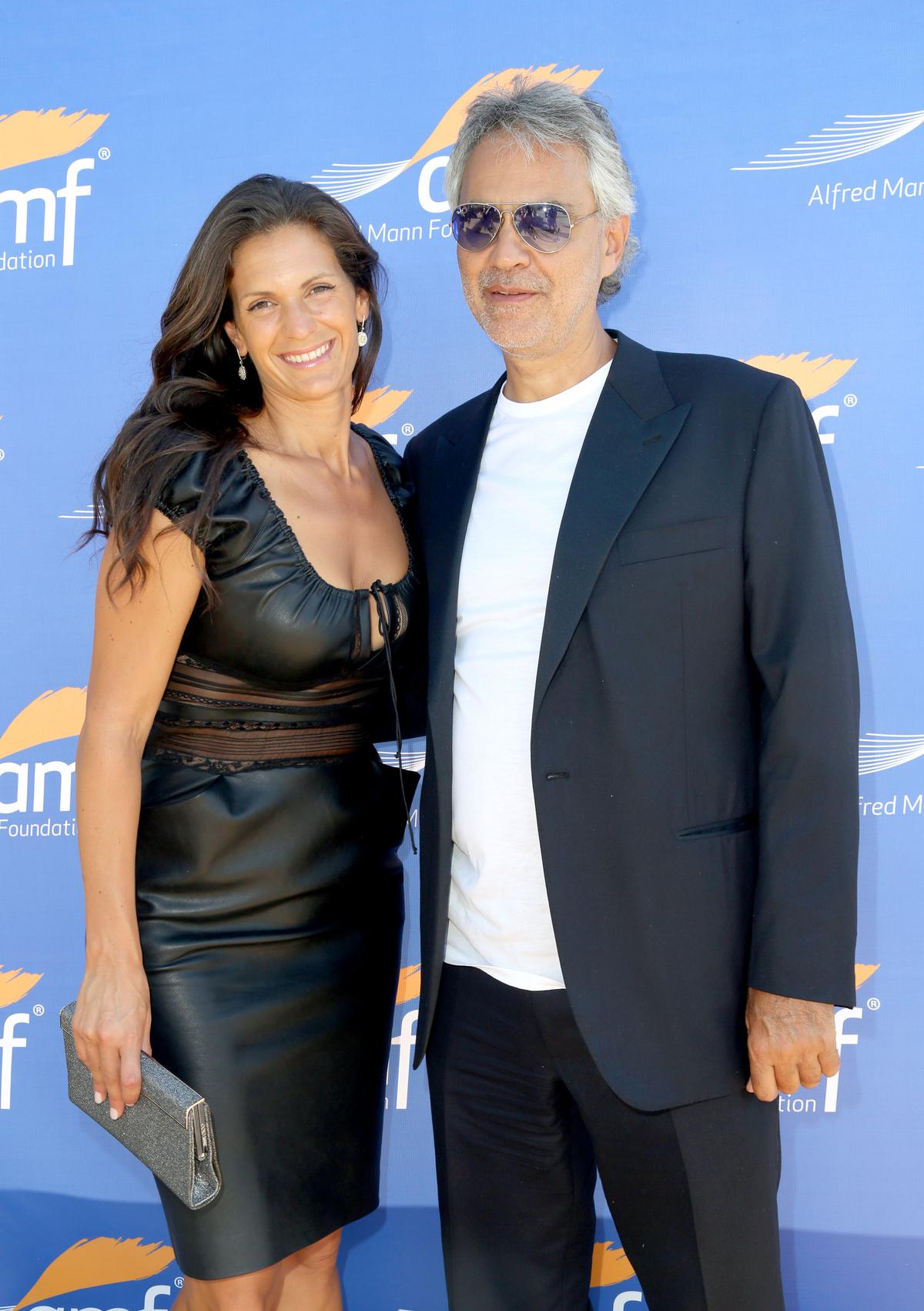 Bocelli and his wife, Veronica, attend Alfred Mann Foundation's "An Evening Under The Stars with Andrea Bocelli" in Los Angeles on June 8, 2015. (©Getty Images | <a href="https://www.gettyimages.com/detail/news-photo/andrea-bocelli-and-wife-veronica-berti-attend-alfred-mann-news-photo/476427220?adppopup=true">Rachel Murray</a>)