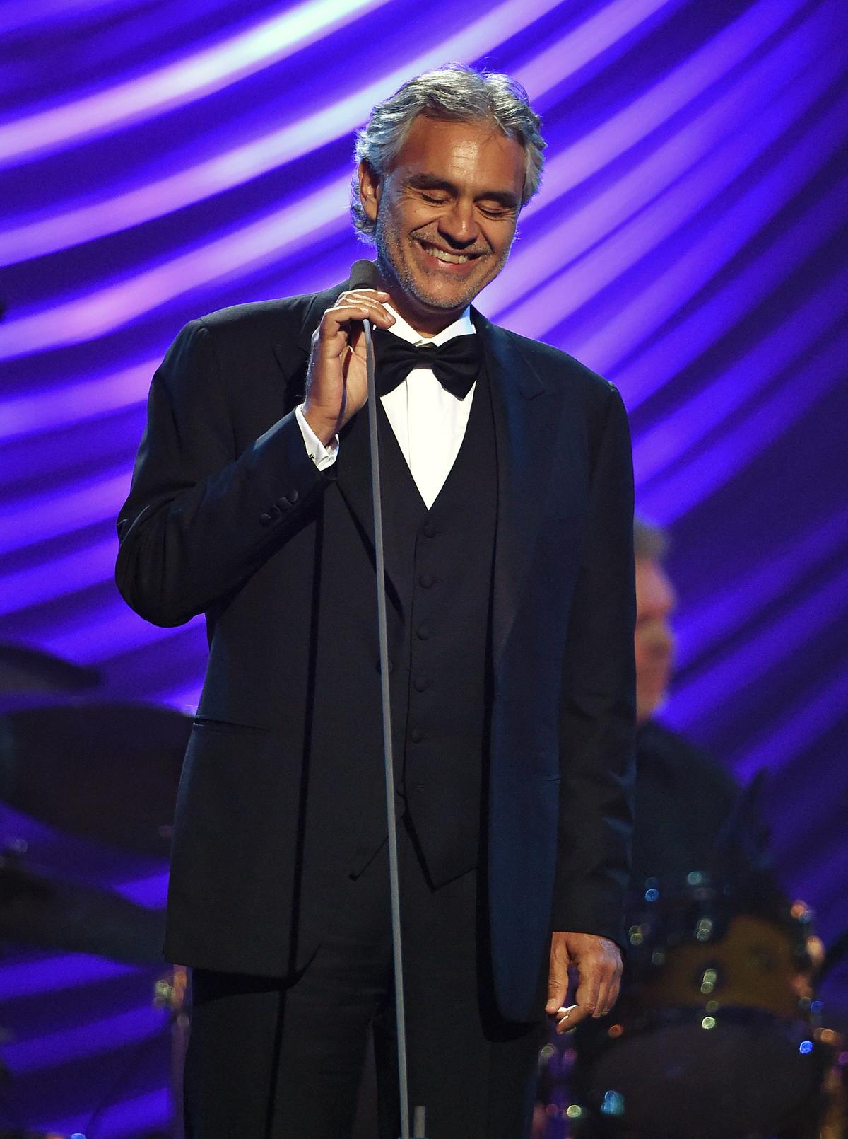 Bocelli performs during the 19th annual Keep Memory Alive "Power of Love Gala" benefit at MGM Grand Garden Arena in Las Vegas, Nevada, on June 13, 2015. (©Getty Images | <a href="https://www.gettyimages.com/detail/news-photo/honoree-andrea-bocelli-performs-during-the-19th-annual-keep-news-photo/477132322?adppopup=true">Ethan Miller</a>)