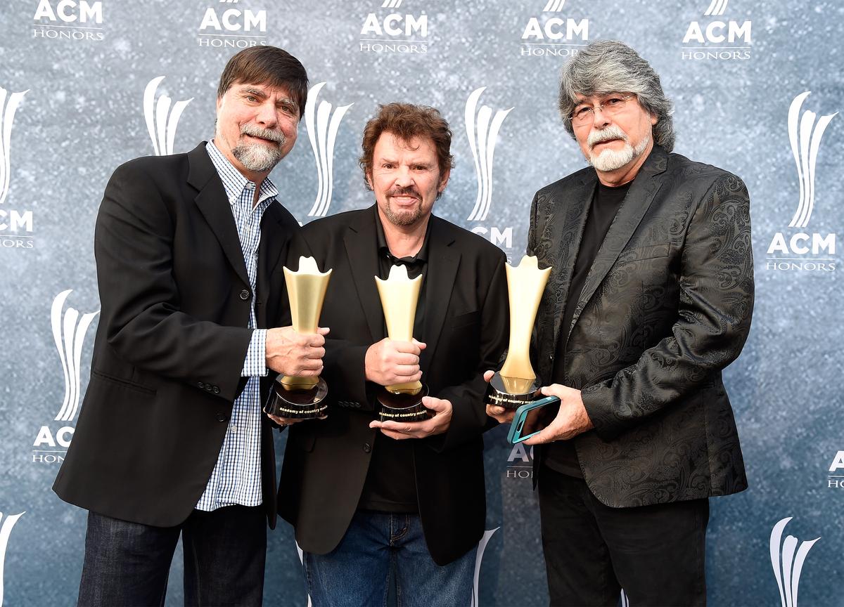 (L–R) Teddy Gentry, Jeff Cook, and Randy Owen attend the 9th Annual ACM Honors at the Ryman Auditorium in Nashville, Tennessee, on Sept. 1, 2015. (©Getty Images | <a href="https://www.gettyimages.com/detail/news-photo/teddy-gentry-jeff-cook-and-randy-owen-of-alabama-attend-the-news-photo/486185046?adppopup=true">Rick Diamond</a>)