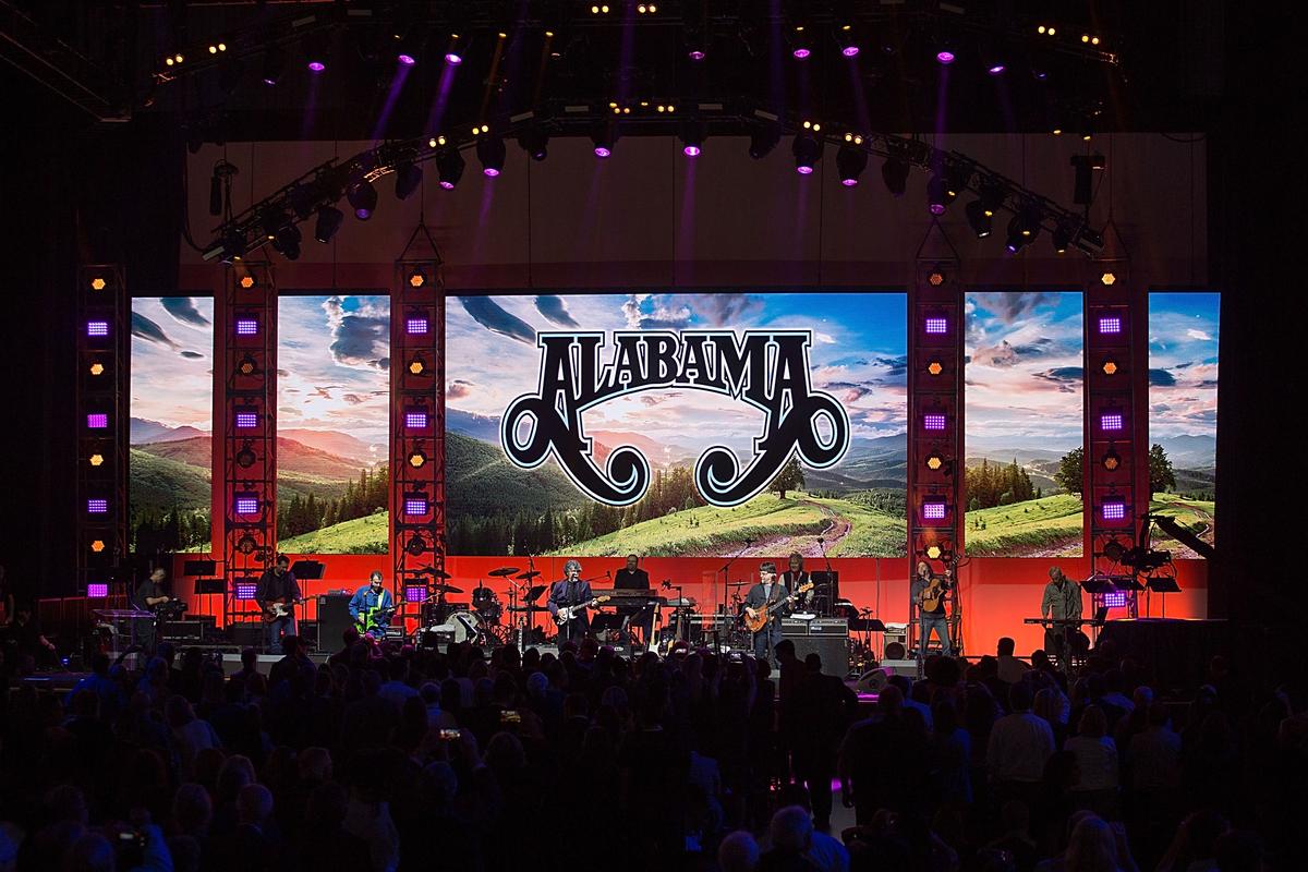 Alabama perform during the "Deep from the Heart: The One America Appeal Concert" at Texas A&M University's Reed Arena in College Station, Texas, on Oct. 21, 2017. (©Getty Images | <a href="https://www.gettyimages.com/detail/news-photo/jeff-cook-randy-owen-and-teddy-gentry-of-alabama-perform-news-photo/864967492?adppopup=true">Rick Kern</a>)