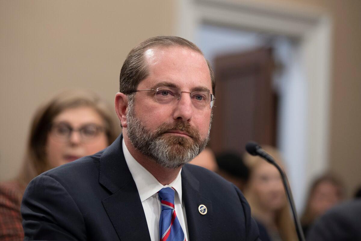 Secretary of Health and Human Services Alex Azar testifies before the House Appropriations Committee in Washington on Feb. 26, 2020. (Tasos Katopodis/Getty Images)