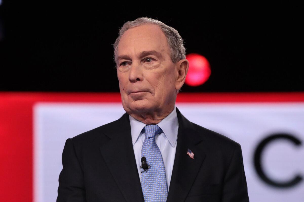 Former New York City Mayor Mike Bloomberg arrives on stage for the Democratic presidential primary debate at the Charleston Gaillard Center in Charleston, S.C., on Feb. 25, 2020. (Scott Olson/Getty Images)