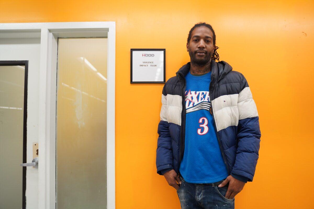 Jonathan Watkins at the Project H.O.O.D. office in Chicago, on Feb. 17, 2020. (Cara Ding/The Epoch Times)