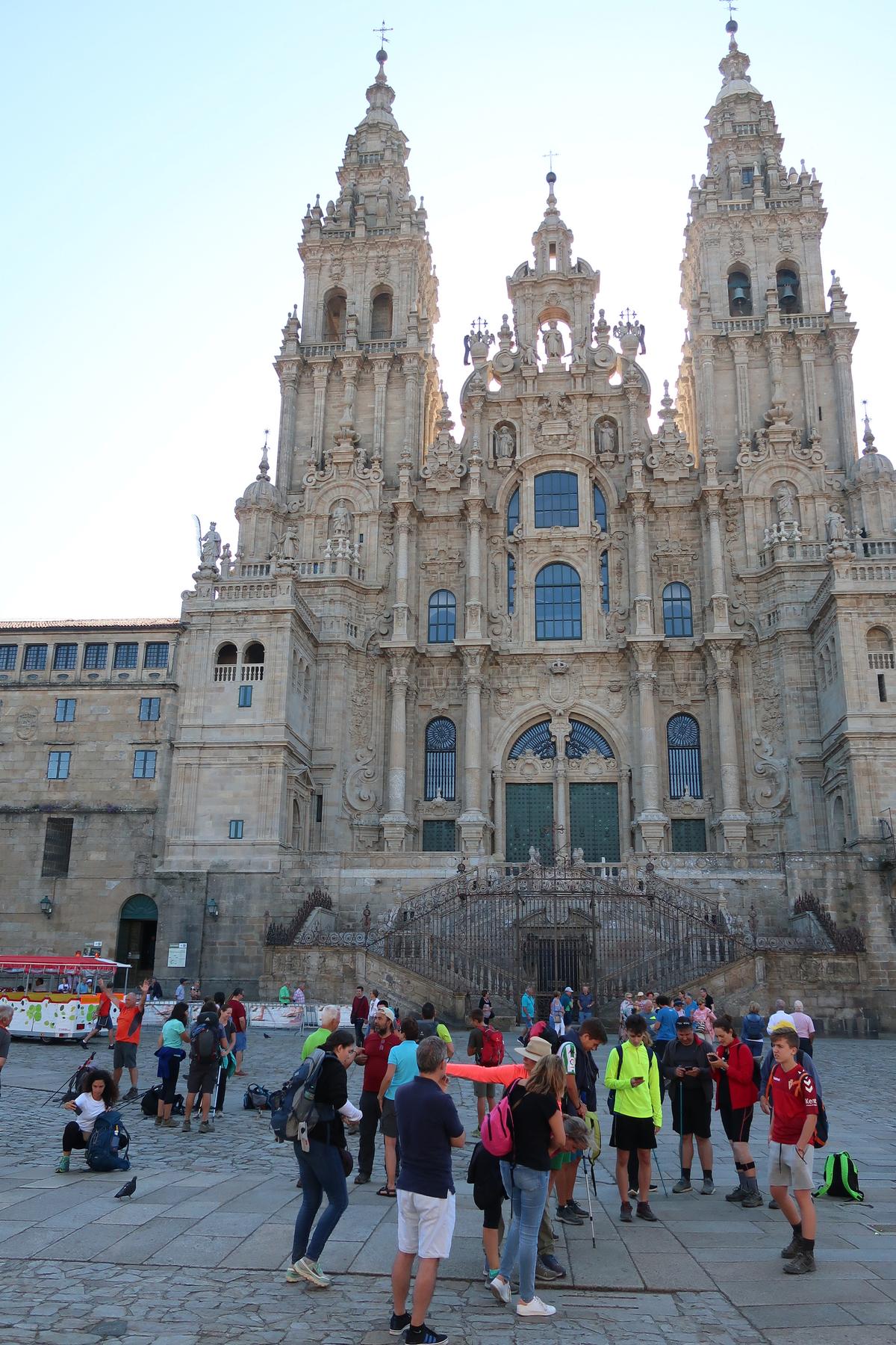 Gathering in front of the Cathedral of Santiago de Compostela. (Kevin Revolinski)