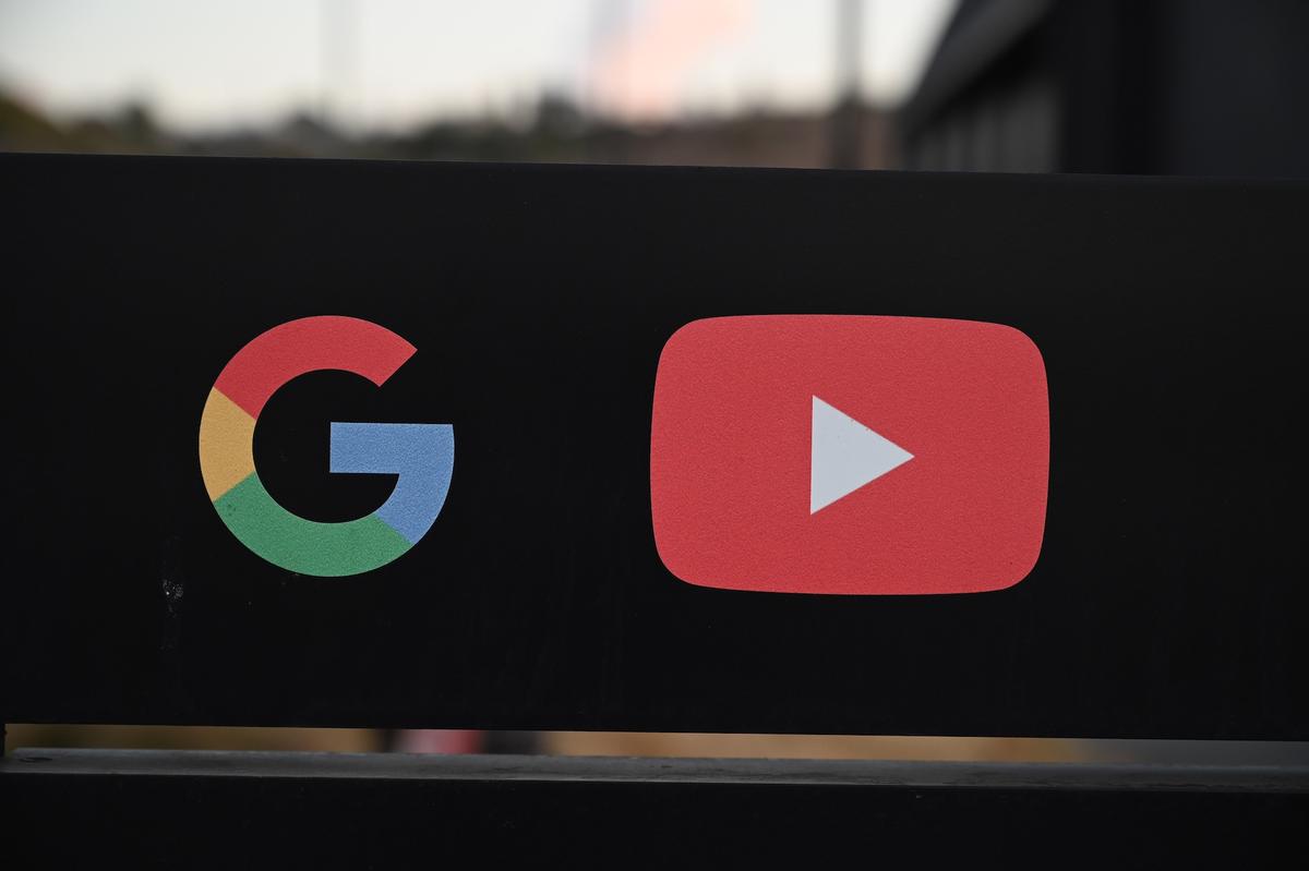 The Google and YouTube logos are seen at the entrance to the Google offices in Los Angeles, Calif., on Nov. 21, 2019. (Robyn Beck/AFP via Getty Images)