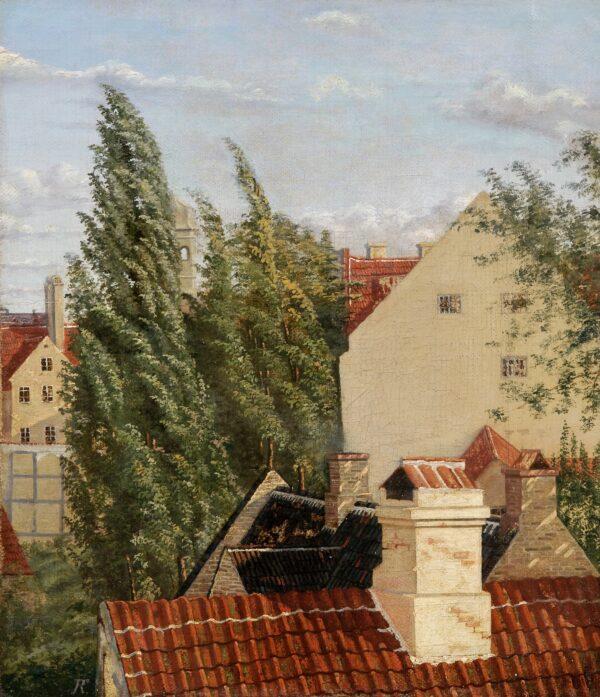 "Rooftops" by Frederik Niels Martin Rohde. Oil on canvas; 10 inches by 8 3/4 inches. (Fondation Custodia, Frits Lugt Collection, Paris)