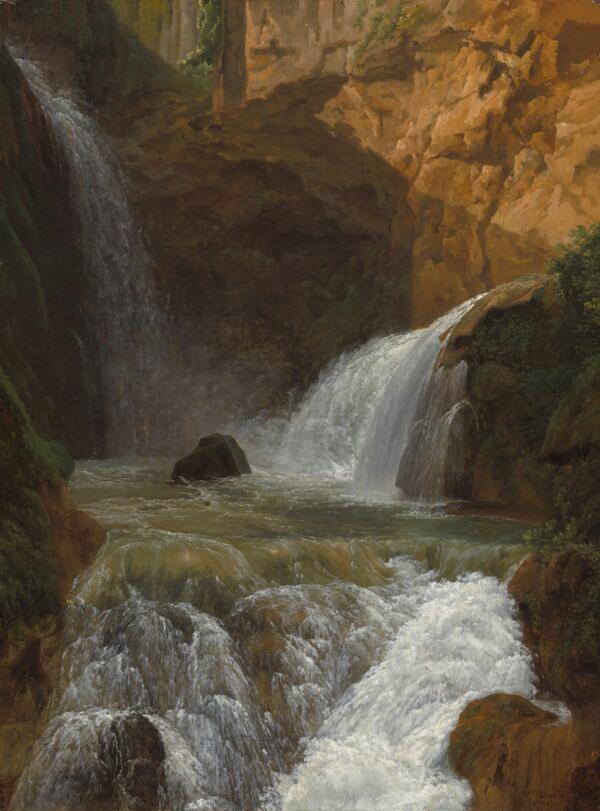"View of the Waterfalls at Tivoli," 1788, by Jean-Joseph-Xavier Bidauld. Oil on paper, mounted on canvas; 20 inches by 15 inches. Gift of Fern and George Wachter. (National Gallery of Art, Washington)