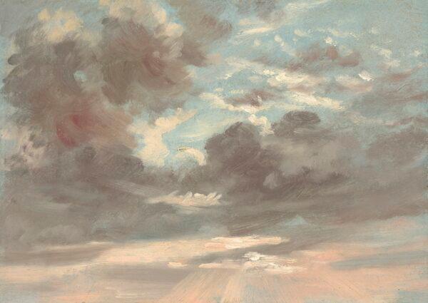 "Cloud Study: Stormy Sunset," 1821–1822, by John Constable. Oil on paper, mounted on canvas; 8 inches by 10 3/4 inches. Gift of Louise Mellon in honor of Mr. and Mrs. Paul Mellon. (National Gallery of Art, Washington)