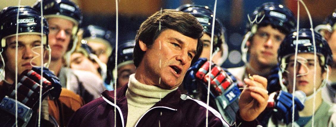 Kurt Russell (C) as Olympic hockey coach Herb Brooks in “Miracle.” (Chris Large/Buena Vista Pictures Distribution/Disney)