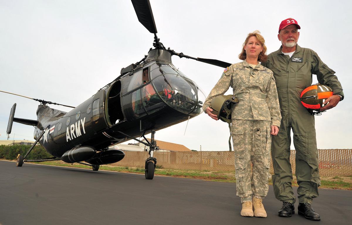 Yeager with her father, retired California Guard Major General Robert Brandt, in 2013 (Photo courtesy of DVIDSHUB | <a href="https://www.dvidshub.net/image/2609841/black-hawk-pilot-follows-fathers-footsteps">Sgt. Danielle Rodrigues</a>)