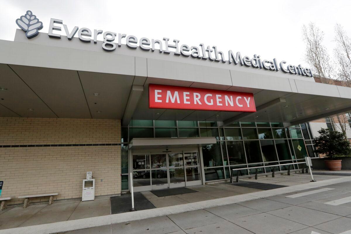 EvergreenHealth Medical Center where a person died of COVID-19, in Kirkland, Wash., is seen on Feb. 29, 2020. (Elaine Thompson/AP Photo)