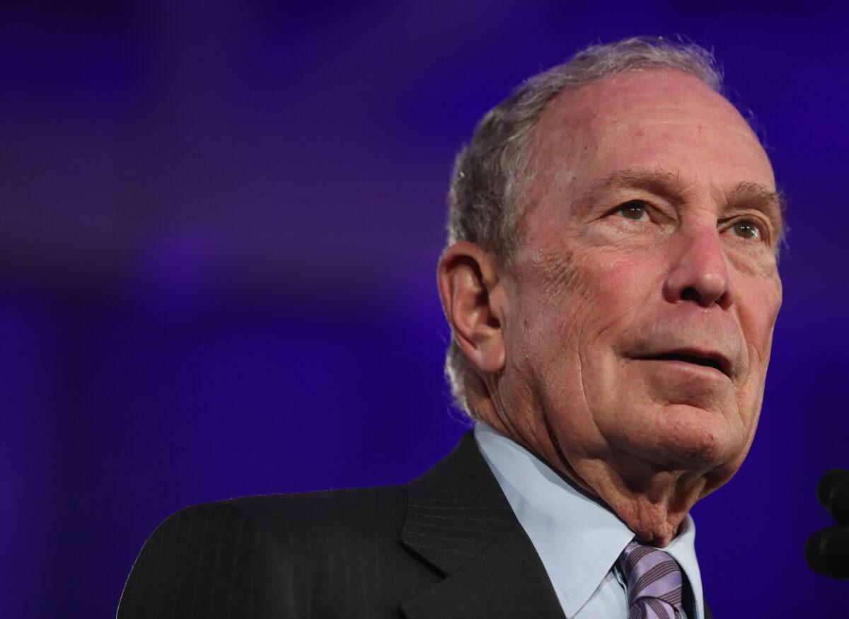 Democratic presidential candidate former New York City mayor Mike Bloomberg speaks during a campaign rally at Hangar 9 in San Antonio, Texas, on March 1, 2020. (Joe Raedle/Getty Images)