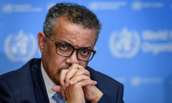 World Health Organization (WHO) Director-General Tedros Adhanom Ghebreyesus attends a daily press briefing on COVID-19, at the WHO headquarters in Geneva, Switzerland, on March 2, 2020. (Fabrice Coffrini/AFP via Getty Images)