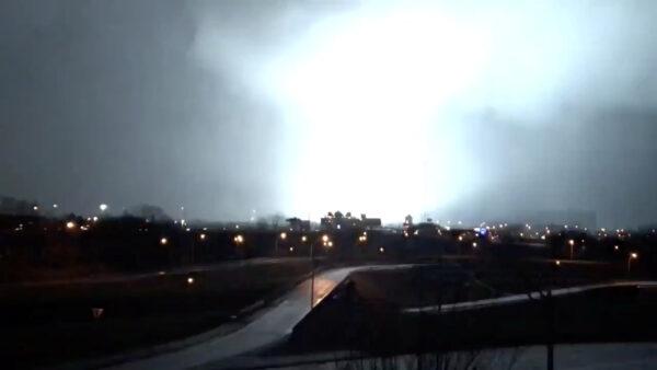 Lightning strikes in Nashville, Tennessee on March 3, 2020. in this screen grab obtained from a social media video. (Courtesy of Brian Bates via Reuters)
