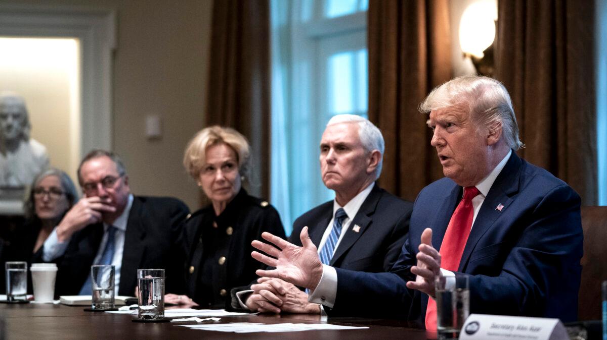 President Donald Trump leads a meeting with pharmaceutical executives at the White House on March 2, 2020. (Drew Angerer/Getty Images)
