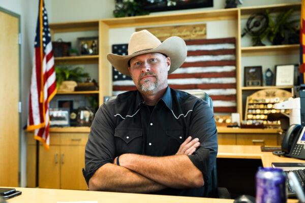 Pinal County Sheriff Mark Lamb in his office in Florence, Ariz., on Nov. 12, 2019. (Charlotte Cuthbertson/The Epoch Times)