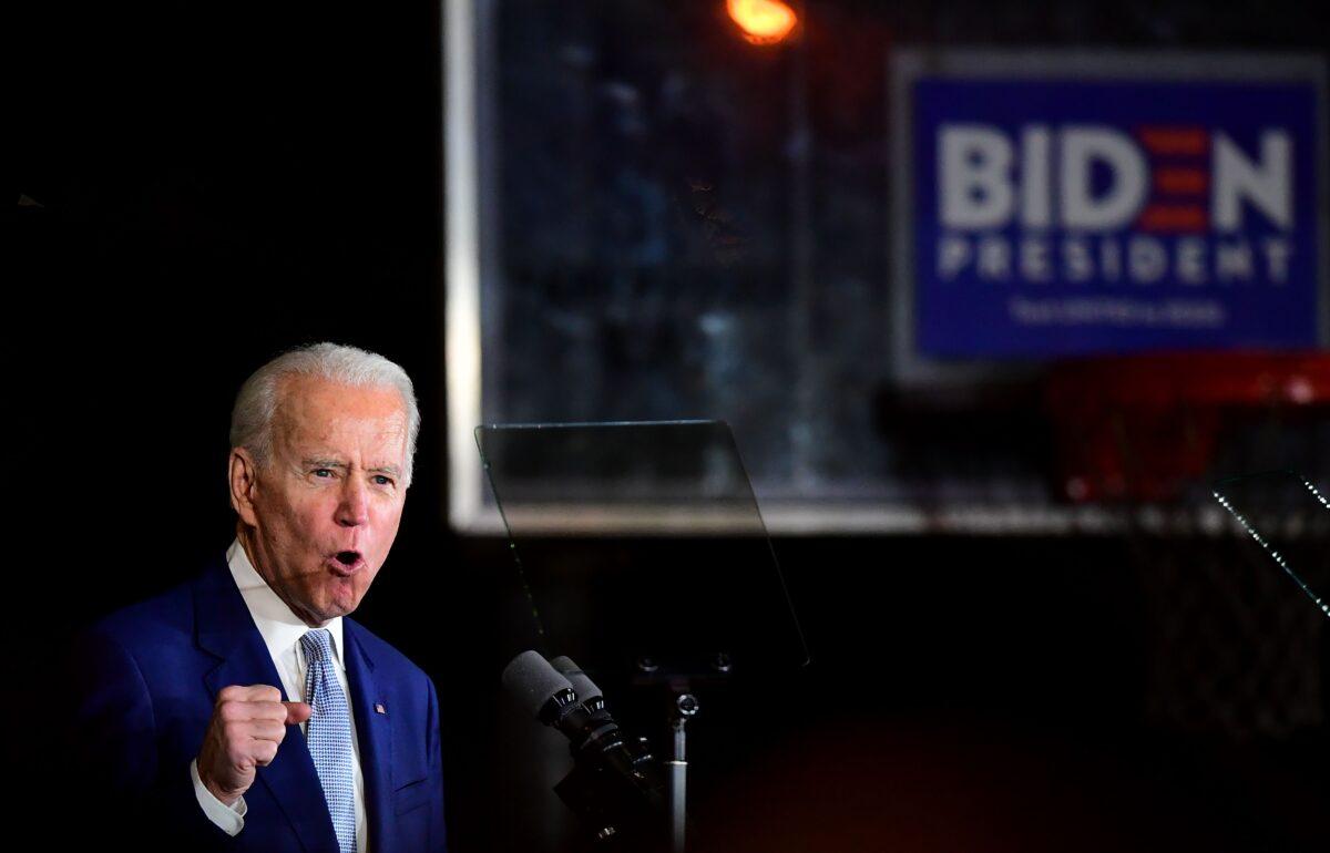 Democratic presidential hopeful former Vice President Joe Biden speaks during a Super Tuesday event in Los Angeles on March 3, 2020. (Frederic J. Brown/AFP via Getty Images)