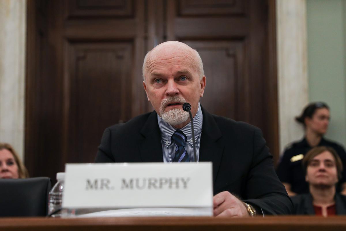 Mike Murphy, Nokia’s chief technology officer for the Americas, at a Senate hearing on 5G technology in Washington on March 4, 2020. (Charlotte Cuthbertson/The Epoch Times)