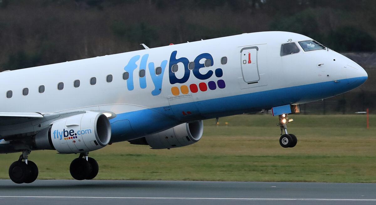 A Flybe plane takes off from Manchester Airport in Manchester, Britain, on Jan. 13, 2020. (Phil Noble/File Photo/Reuters)