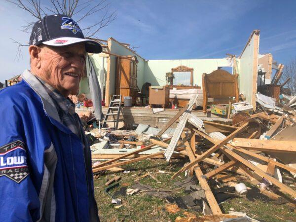 Billy Leath, 86, shows the bedroom where he and his 83-year-old wife sheltered from the tornado that destroyed his Putnam County neighborhood, Tenn., on March 4, 2020. (Travis Loller/AP Photo)