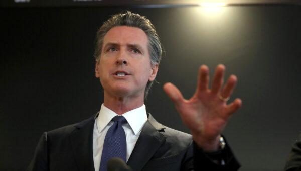California Gov. Gavin Newsom speaks during a news conference at the California Department of Public Health in Sacramento, California, on Feb. 27, 2020. (Justin Sullivan/Getty Images)