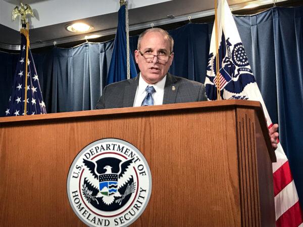 Acting Commissioner for Customs and Border Protection Mark Morgan at a press conference in Washington on March 5, 2020. (Charlotte Cuthbertson/The Epoch Times)