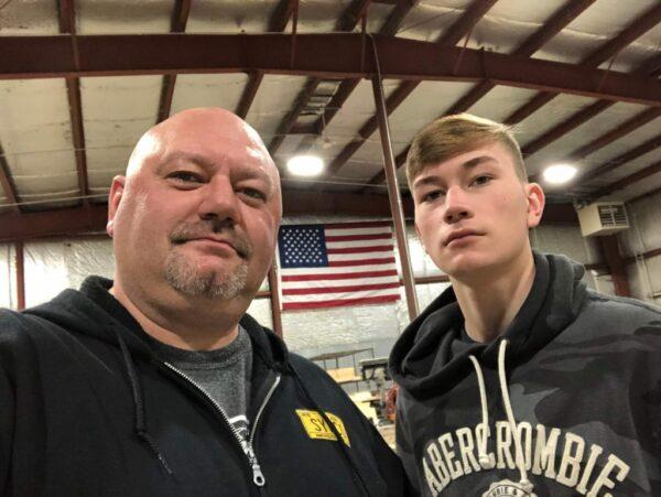 Shane and Justis Henderson in the Metal Art of Wisconsin shop. (Courtesy of Shane Henderson)