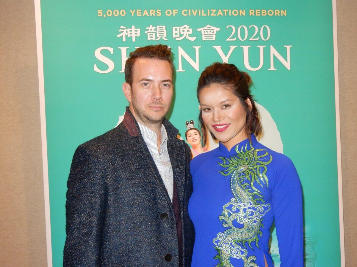 Tarale Wulff and Coby Spikes enjoyed Shen Yun Performing Arts at Lincoln Center, in New York, on March 8, 2020. (Weiyong/The Epoch Times)