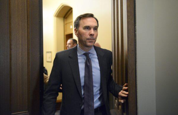 Minister of Finance Bill Morneau leaves a cabinet meeting on Parliament Hill in Ottawa on Feb. 20, 2020. (The Canadian Press/Sean Kilpatrick)