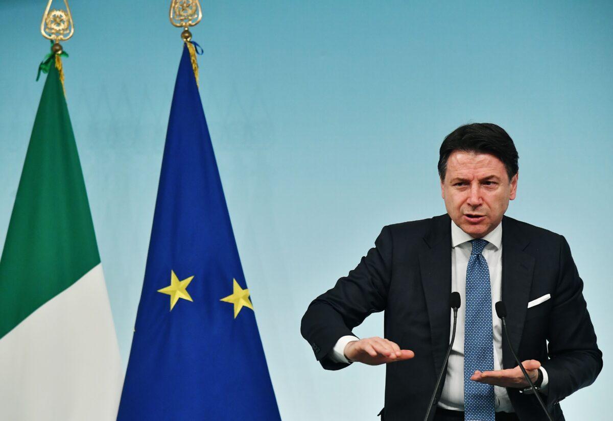 Italy's Prime Minister Giuseppe Conte speaks during a press conference held at Rome's Chigi Palace, following the Ministers cabinet meeting dedicated to the corinavirus crisis, on March 4, 2020. (Tiziana Fabi/AFP via Getty Images)