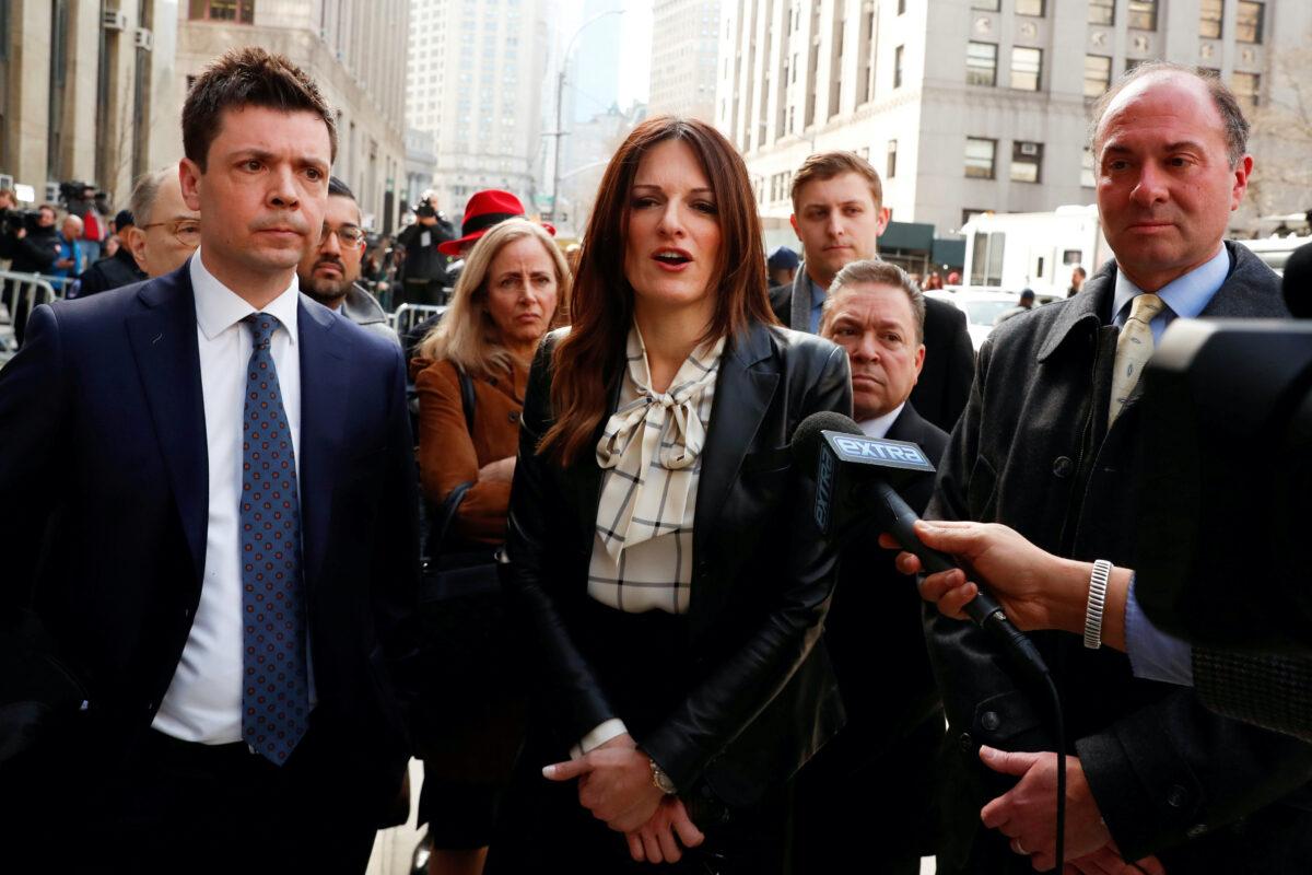 Film producer Harvey Weinstein's defense attorneys Donna Rotunno and Damon Cheronis talk to the media at the New York Criminal Court following Weinstein's guilty verdict in his sexual assault trial in New York on Feb. 24, 2020. (Lucas Jackson/Reuters File)