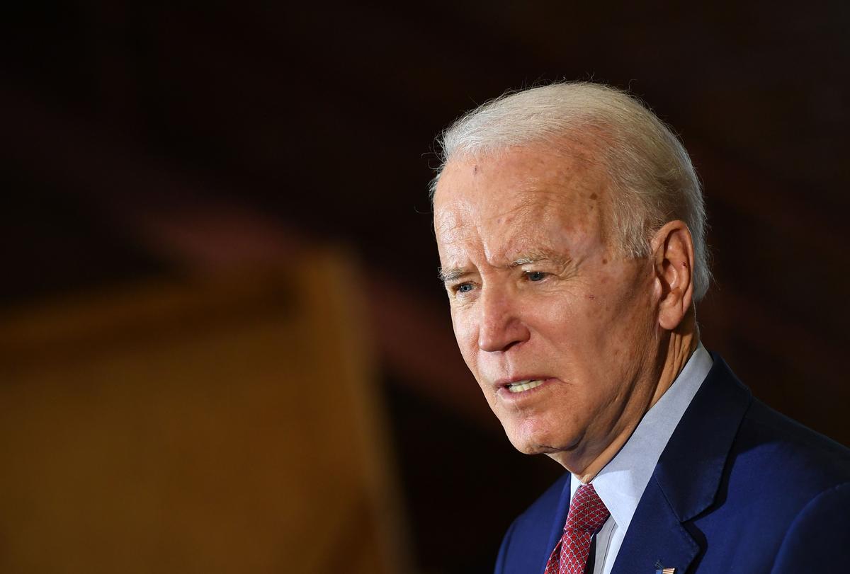 Democratic presidential candidate Joe Biden speaks to supporters during a campaign stop at Berston Field House in Flint, Mich., on March 9, 2020. (Mandel Ngan/AFP via Getty Images)