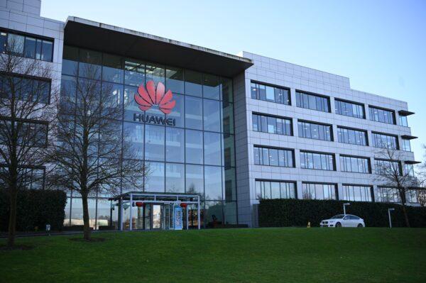 Huawei’s main UK offices in Reading, west of London, on Jan. 28, 2020. (Daniel Leal-Olivas / AFP/Getty Images)