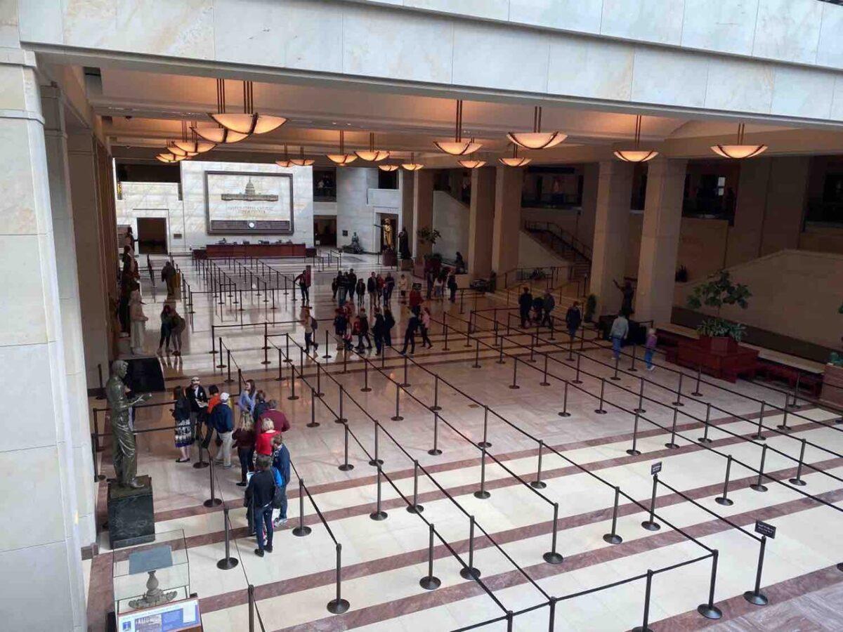 The almost empty Capitol Visitors Center at 11 a.m. in Washington on March 12, 2020. (Jan Jekielek/The Epoch Times)