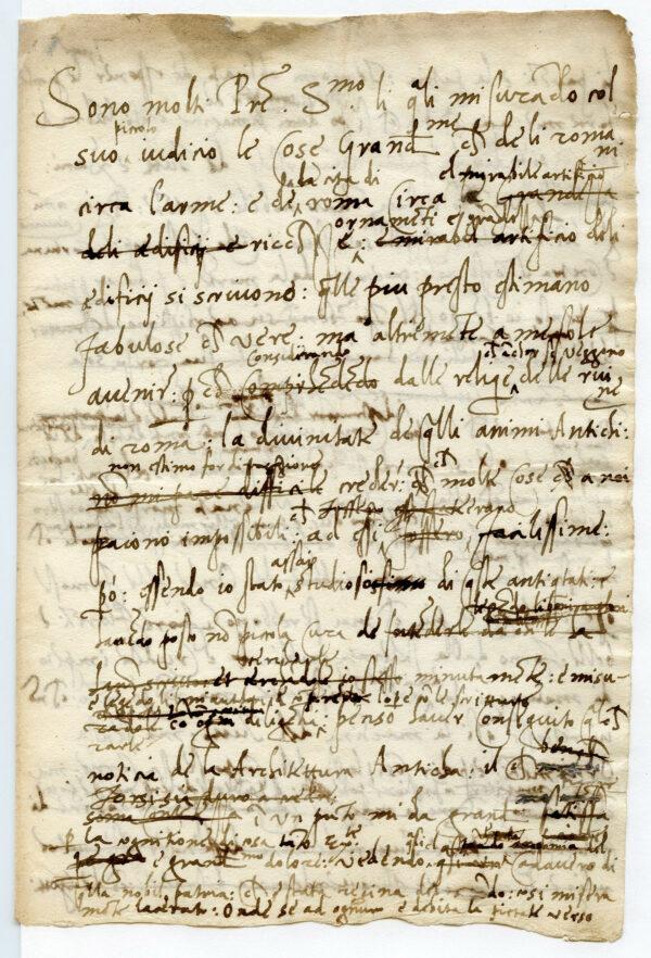 Letter to Pope Leo X from Baldassare Castiglione, 1519. Ink on paper. State Archives of Mantova, Italy. (State Archives of Mantova/Courtesy of the Ministry of Heritage and Cultural Activities, and Tourism)